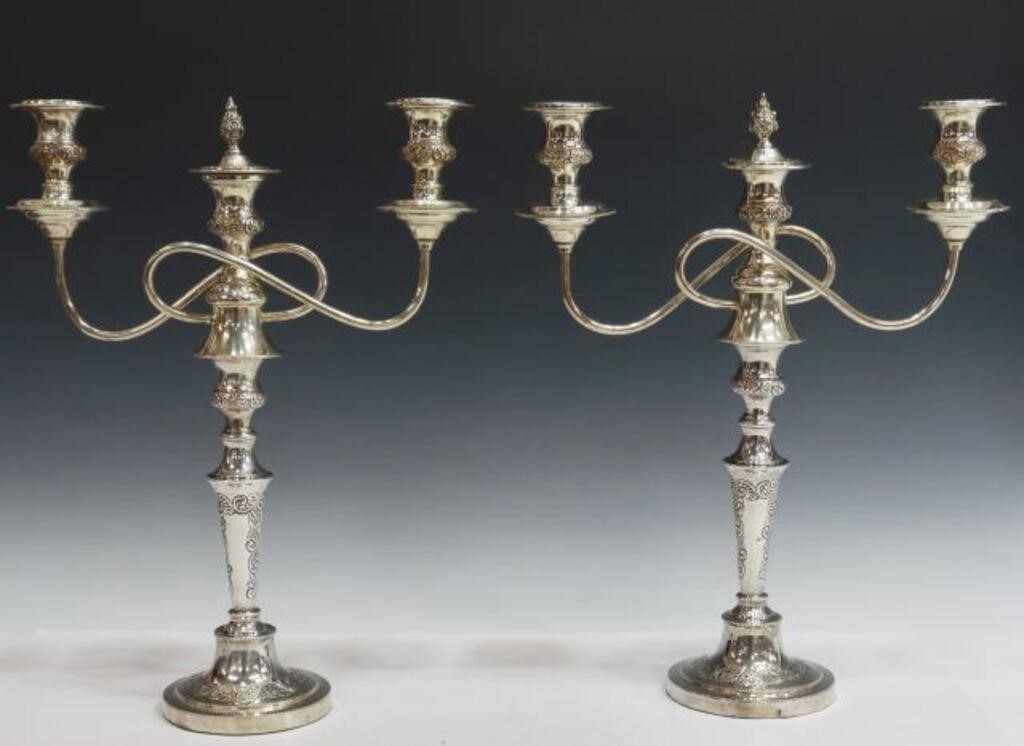 (2) LARGE SILVERPLATE CONVERTIBLE