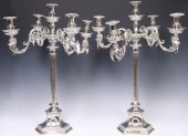 (2) LARGE SILVERPLATE FIVE-LIG