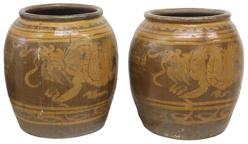 (2) LARGE SOUTHEAST ASIAN GLAZED