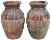 2) LARGE TERRACOTTA OLIVE JAR