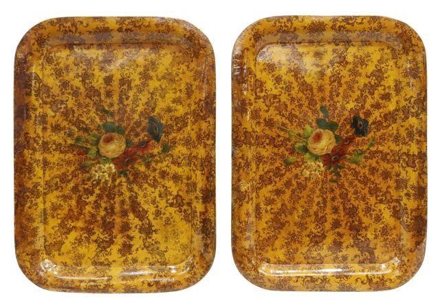 (2) LARGE TOLE PAINTED SERVICE