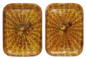 (2) LARGE TOLE PAINTED SERVICE