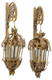 (2) LARGE TOLE-PEINTE IRON LAN