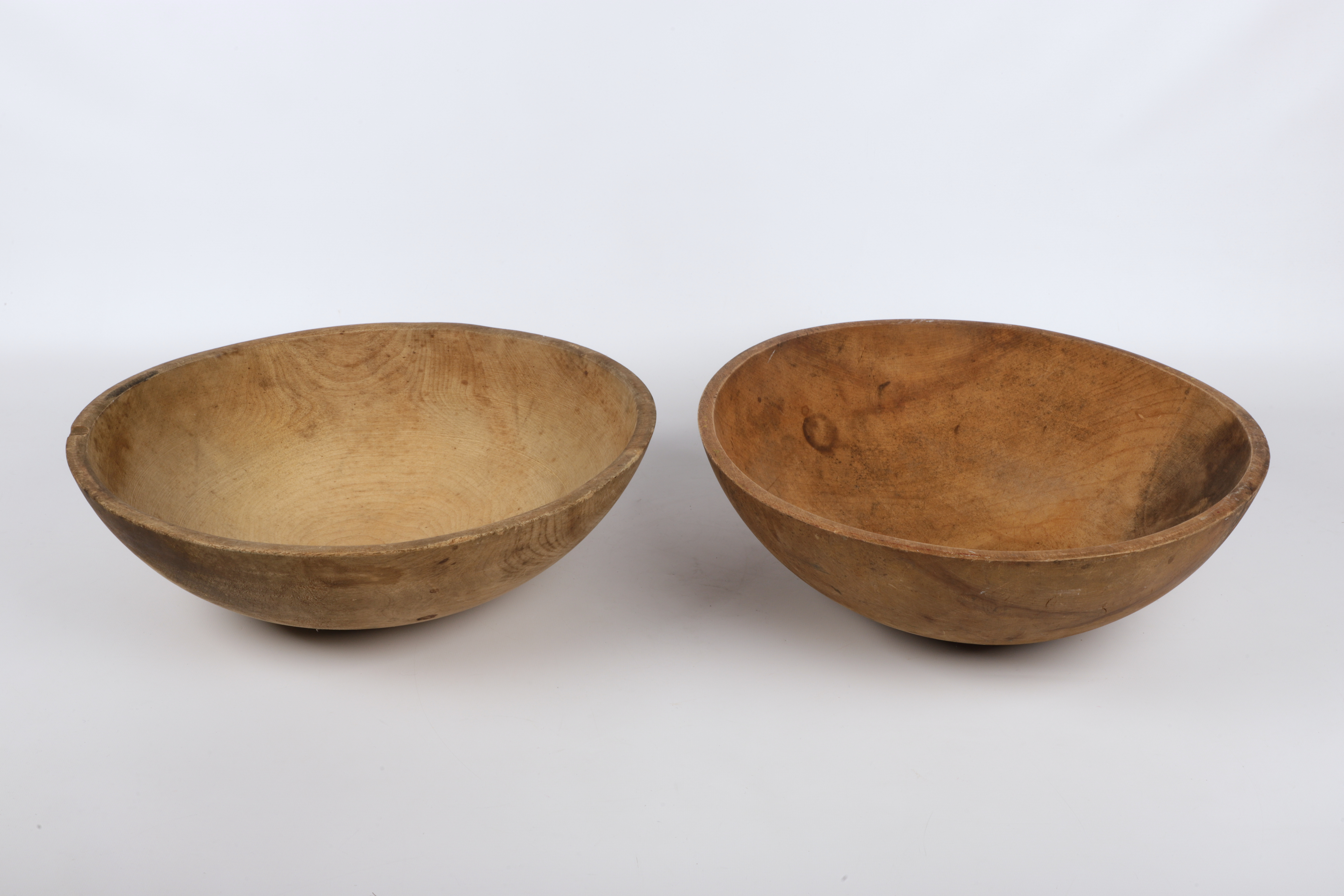 (2) Large turned wood dough