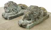 (2) LARGE VERDE PATINATED BRON