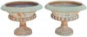 (2) LARGE VERDIGRIS CAST IRON