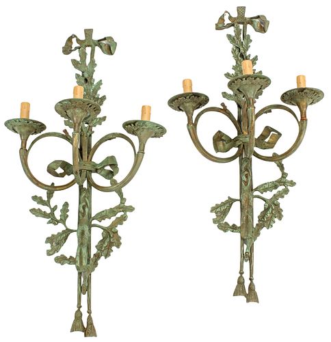 (2) LARGE VERDIGRIS PATINATED