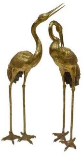 (2) LARGE VINTAGE BRASS STANDI