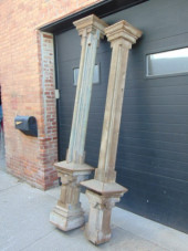 2 LARGE WOOD COLUMNS, OLD PINE