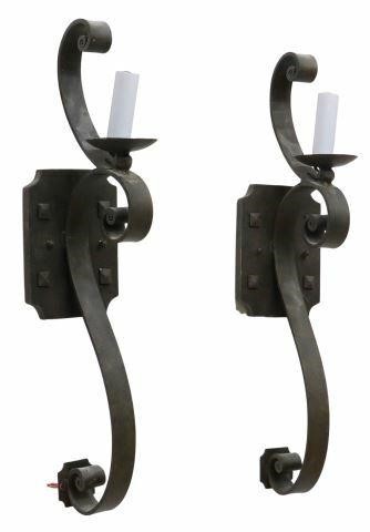 (2) LARGE WROUGHT IRON ONE-LIGHT