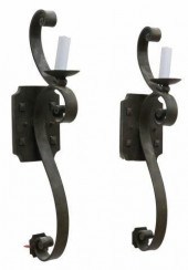 (2) LARGE WROUGHT IRON ONE-LIG