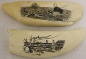 2 LATE 20TH C SCRIMSHAW WHALE