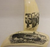 2 LATE 20TH C SCRIMSHAW WHALES
