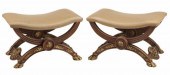 (2) LEATHER UPHOLSTERED CURULE