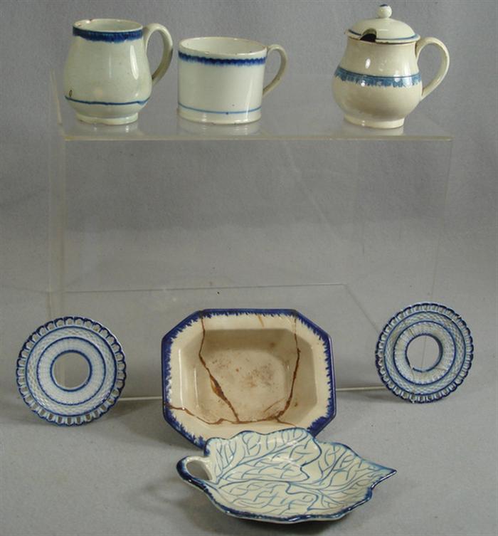 2 Leeds creamware blue