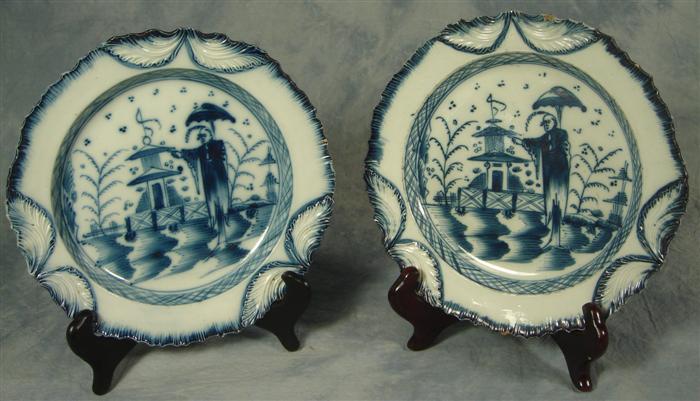 2 Leeds feather edge plates, Man