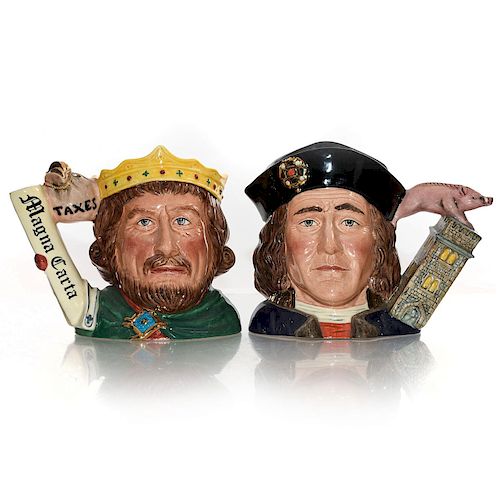 2 LG DOULTON CHARACTER JUGS, KING