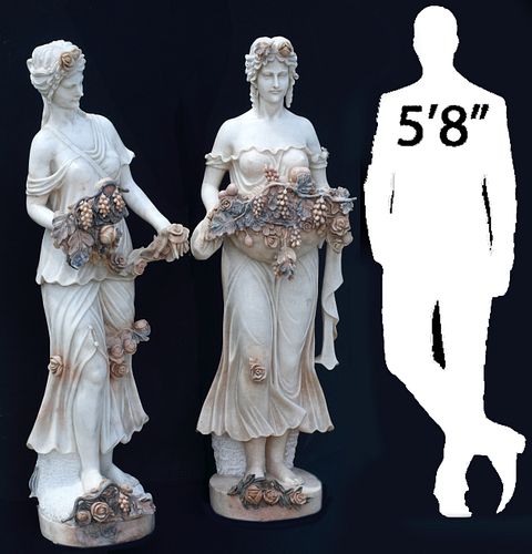 (2) LIFE-SIZE CARVED MARBLE