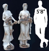 (2) LIFE-SIZE CARVED MARBLE CL