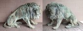 (2) LIFE-SIZE ZINC GARDEN LION