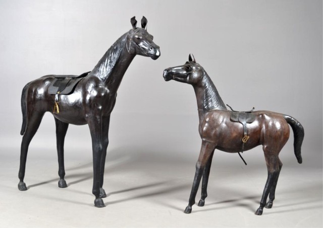 (2) Lifesize Leather Covered