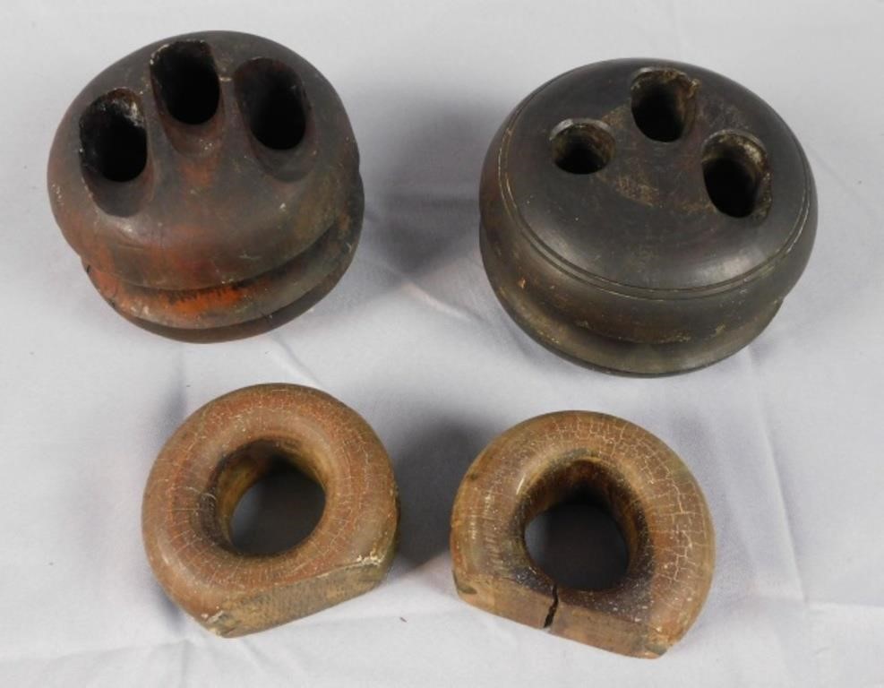 (2) LIGNUM VITAE DEADEYES. 19TH