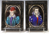 (2) LIMOGES ENAMEL PORTRAIT PL