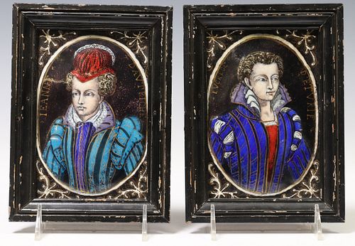 (2) LIMOGES ENAMEL PORTRAIT