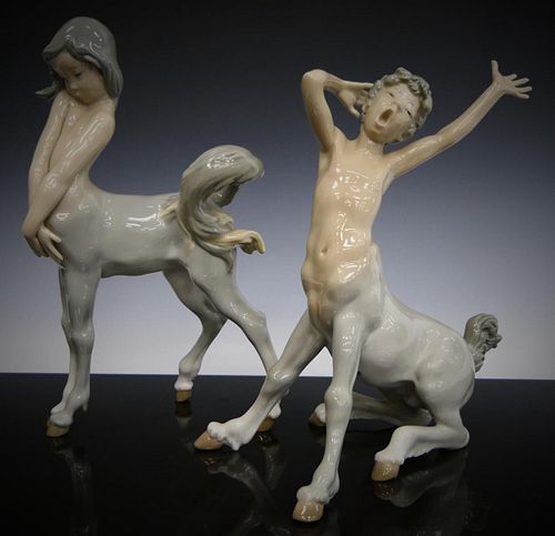 2 LLADRO FIGURES CENTAUR BOY & GIRL