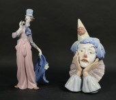 2 LLADRO PORCELAIN CLOWN FIGUR