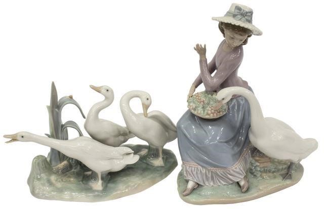 (2) LLADRO PORCELAIN FIGURES, WOMAN