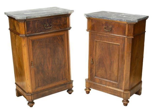 (2) LOUIS PHILIPPE BURLWOOD BEDSIDE