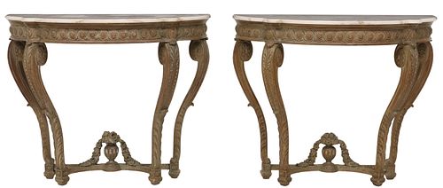 (2) LOUIS XIV STYLE MARBLE TOP