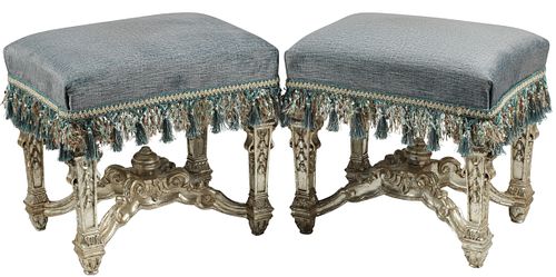 (2) LOUIS XIV STYLE SILVERED WOOD