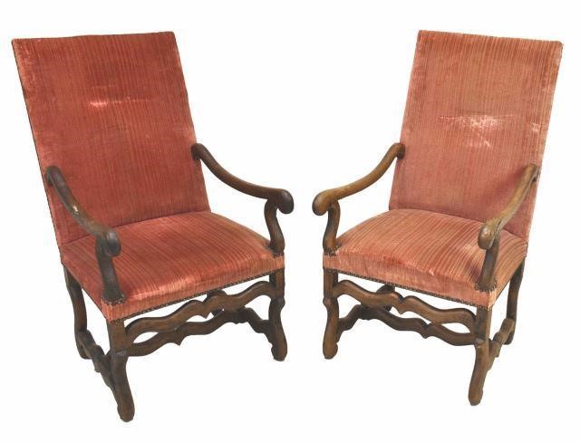 (2) LOUIS XIV STYLE WALNUT HIGHBACK