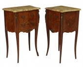 (2) LOUIS XV MARBLE-TOP MARQUE