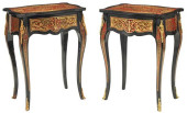(2) LOUIS XV STYLE BRASS INLAI