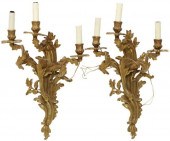 (2) LOUIS XV STYLE BRONZE THRE