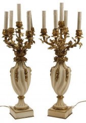 (2) LOUIS XV STYLE BRONZE DORE