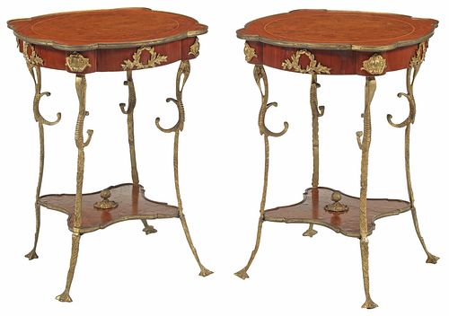 (2) LOUIS XV STYLE BURLWOOD &AMP;