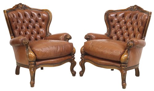 (2) LOUIS XV STYLE BUTTON-TUFTED