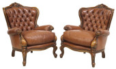 (2) LOUIS XV STYLE BUTTON-TUFT