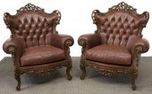 (2) LOUIS XV STYLE CARVED LEAT