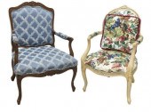 (2) LOUIS XV STYLE FAUTEUILS A