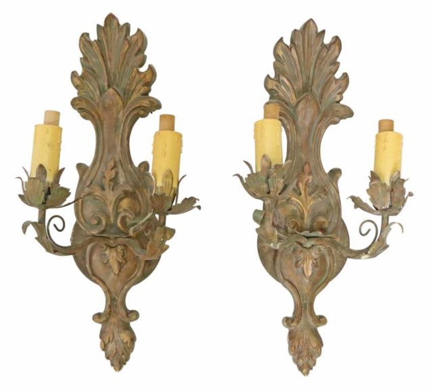 2) LOUIS XV STYLE GILT PAINTED