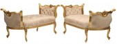 (2) LOUIS XV STYLE GILT & UPHO