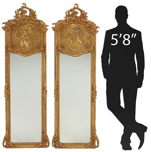 (2) LOUIS XV STYLE GILT PORTRAIT