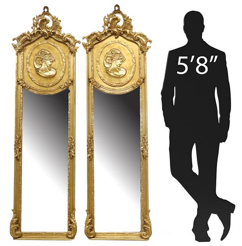 (2) LOUIS XV STYLE GILT PORTRAIT