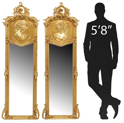 (2) LOUIS XV STYLE GILT PORTRAIT