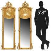 (2) LOUIS XV STYLE GILT PORTRA
